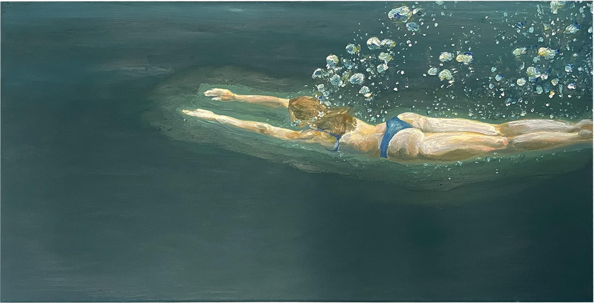 Unterwasser, 2022, Öl auf Leinwand, 30cmx60cm