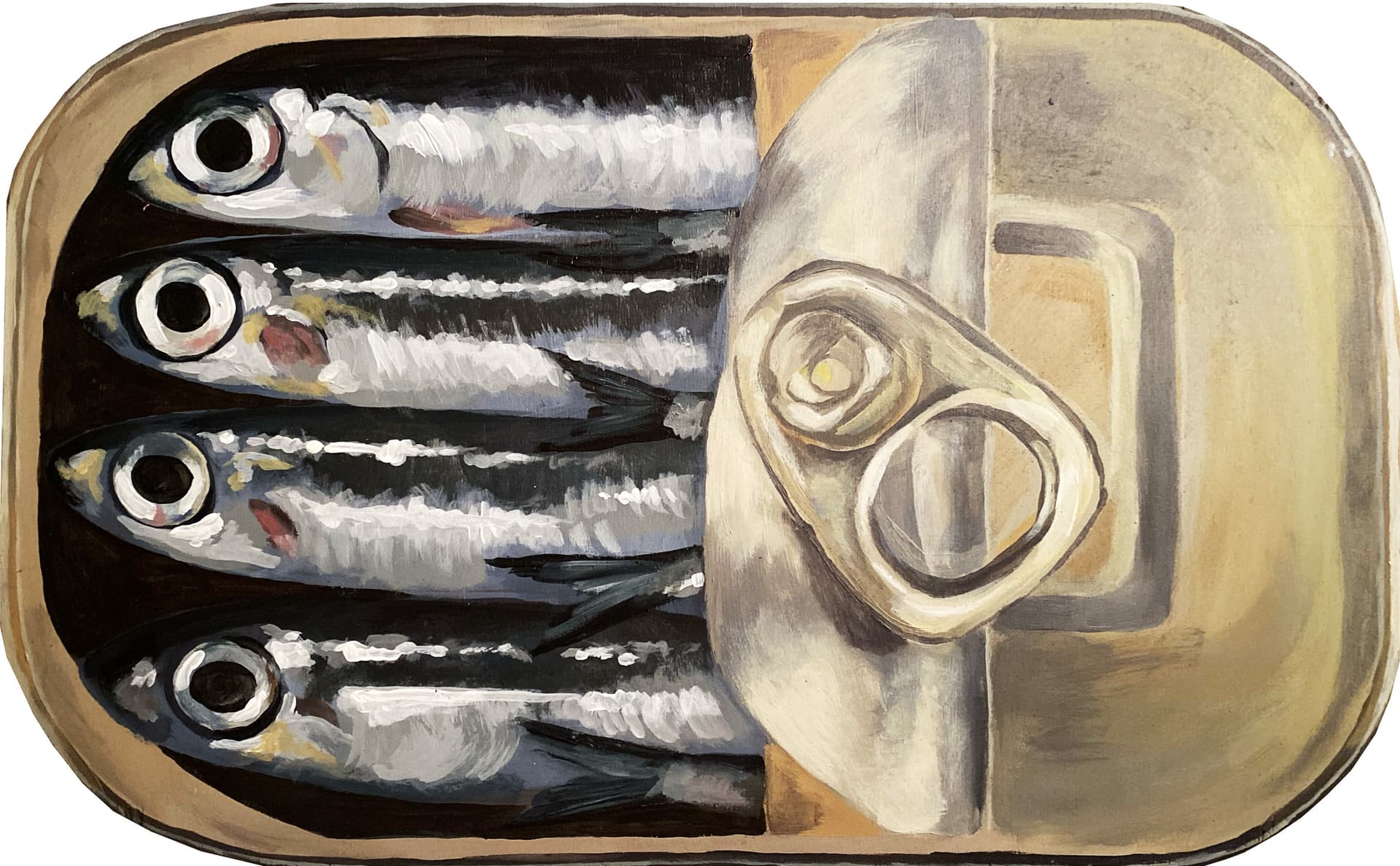 Sardinenbüchse, 2024, Acryl auf Holz, 40cmx60cm